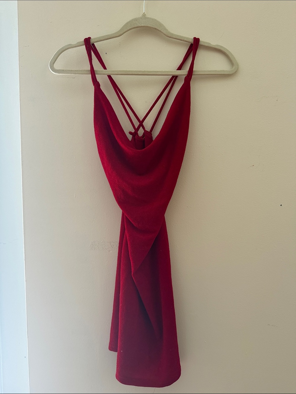 Red Cowl Neck Slip mini dress
